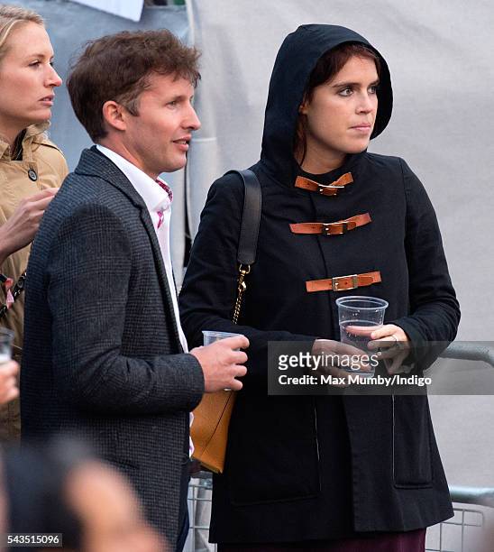 James Blunt and Princess Eugenie attend the Sentebale Concert at Kensington Palace on June 28, 2016 in London, England. Sentebale was founded by...