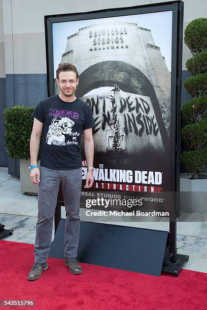 Actor Ross Marquand attends the Press Event For "The Walking Dead" Attraction "Don't Open, Dead Inside" at Universal Studios Hollywood on June 28,...