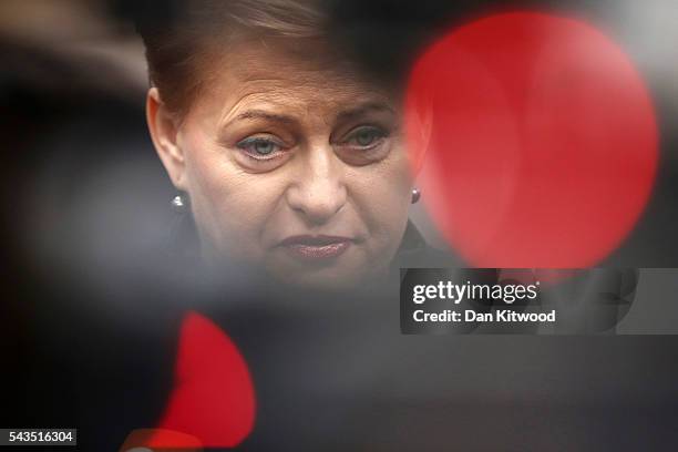 President of Lithuania Dalia Grybauskaite attends a second day of European Council meetings at the Council of the European Union building on June 29,...