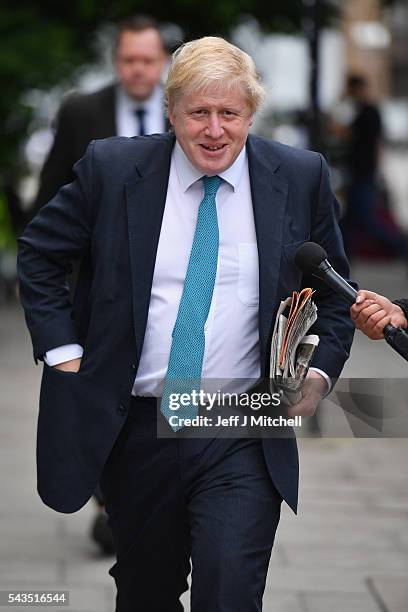 Former London Mayor Boris Johnson leaves his home on June 29, 2016 in London, England. Nominations in the Tory Party leadership race open today with...