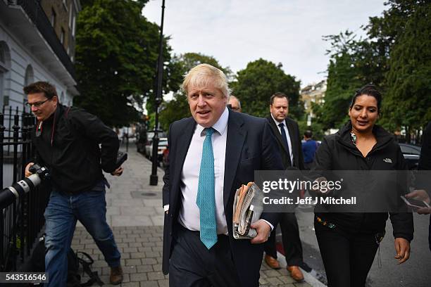 Former London Mayor Boris Johnson leaves his home on June 29, 2016 in London, England. Nominations in the Tory Party leadership race open today with...