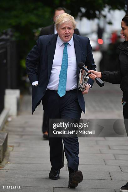 Former London Mayor Boris Johnson leaves his home on June 29, 2016 in London, England. Nominations in the Tory Party leadership race open today with...