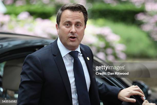 Prime Minister of Luxembourg, Xavier Bettel attends a second day of European Council meetings at the Council of the European Union building on June...