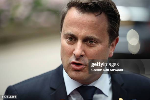 Prime Minister of Luxembourg, Xavier Bettel attends a second day of European Council meetings at the Council of the European Union building on June...