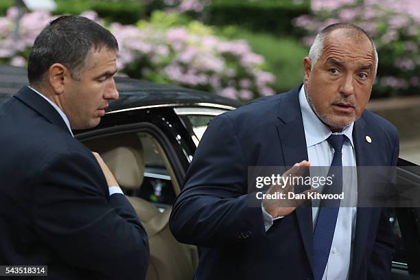Bulgarian Prime minister Boyko Borisov attends a second day of European Council meetings at the Council of the European Union building on June 29,...