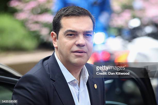 Greek Prime Minister Alexis Tsipras attends a second day of European Council meetings at the Council of the European Union building on June 29, 2016...
