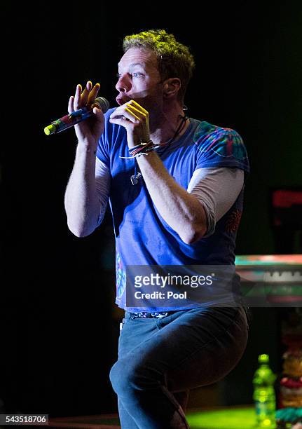 Chris Martin of Coldplay performs during the Sentebale Concert at Kensington Palace on June 28, 2016 in London, England.