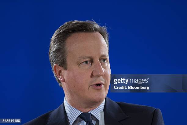 David Cameron, U.K. Prime minister, speaks during a news conference after a meeting of European Union leaders in Brussels, Belgium, on Tuesday, June...