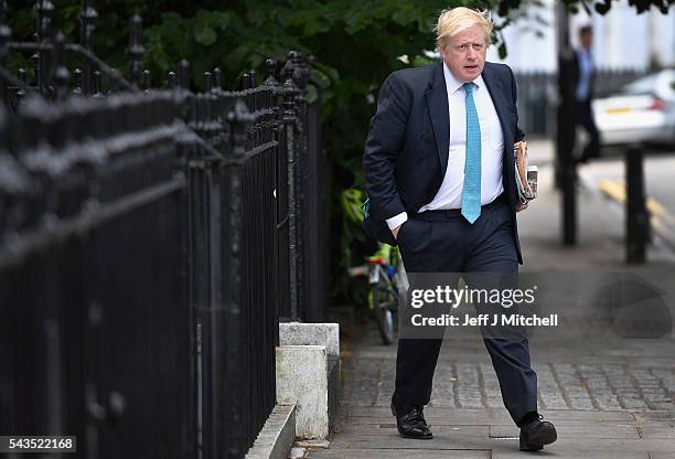 Former London Mayor Boris Johnson leaves his home on June 29, 2016 in London, England. Nominations in the Tory Party leadership race open today with...