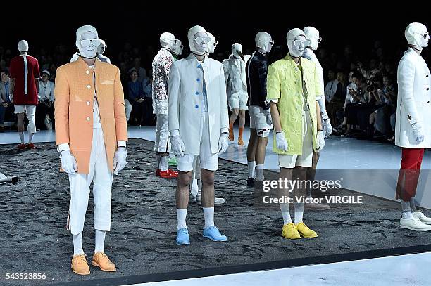 Model walks the runway during the Thom Browne Menswear Spring/Summer 2017 show as part of Paris Fashion Week on June 26, 2016 in Paris, France.