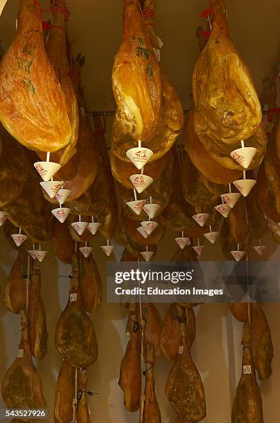 Trevelez, Alpujarras Mountains area, Trevelez drier hams, Sierra Nevada, Granada province, Andalusia, Spain, Europe.