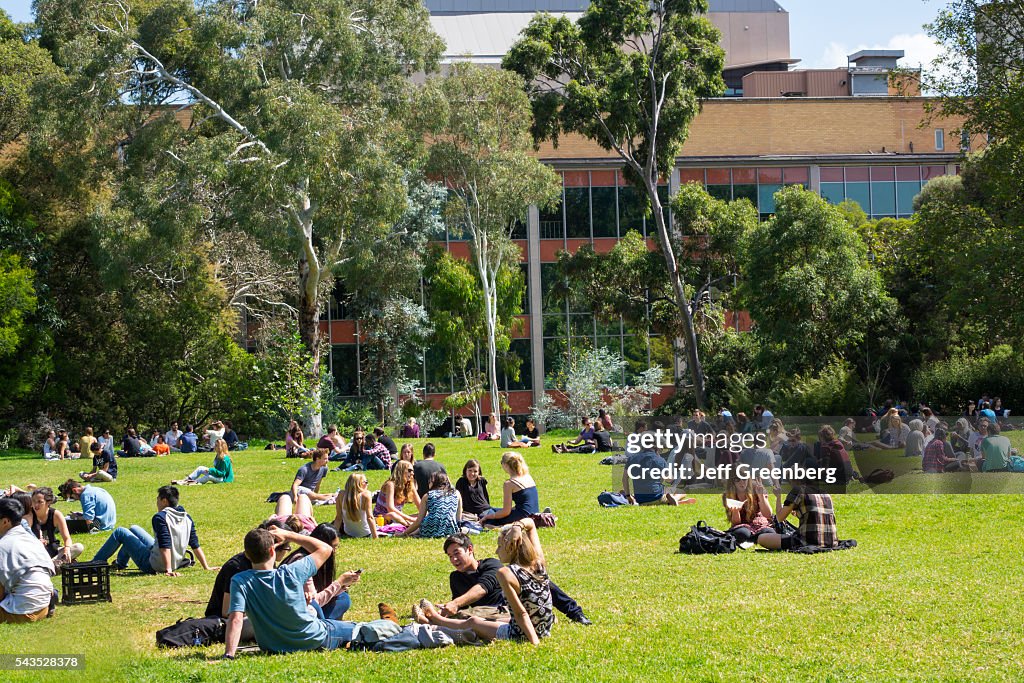 Australia, Carlton Parkville University of Melbourne South Lawn students Baillieu Library