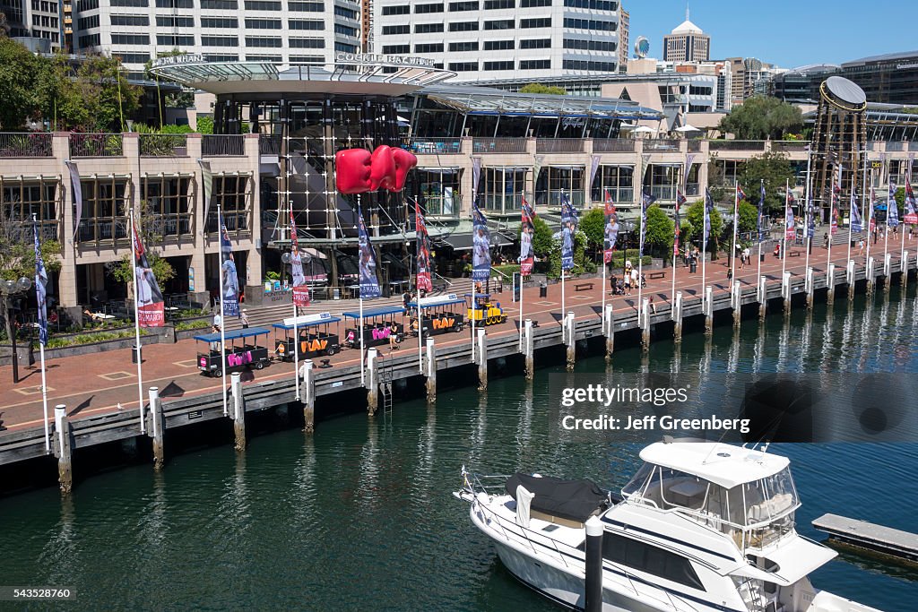 Australia, Sydney, Darling Harbor Cockle Bay Promenade Wharf mini-train shuttle