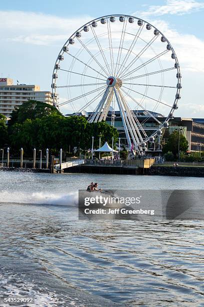 Australia, Queensland, Brisbane, Southbank The Brisbane Wheel Ferris wave runner jet ski Brisbane River.