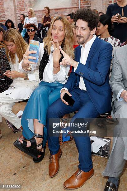 Tiany Tiriloff and Adam Shapiro attend the Dorothee Schumacher show during the Mercedes-Benz Fashion Week Berlin Spring/Summer 2017 at...