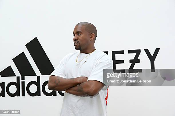 Kanye West at Milk Studios on June 28, 2016 in Hollywood, California. Adidas and Kanye West announce the future of their partnership: adidas + KANYE...