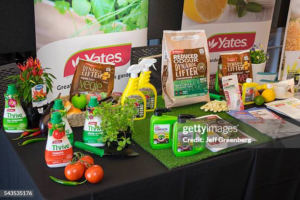 Australia, Sydney, Central Business District CBD Darling Harbor Cockle Bay Wharf nursery garden gardening show event exhibitor sign booth Yates plant...