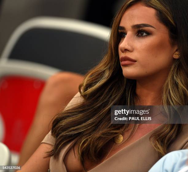 England midfielder Dele Alli's girlfriend Ruby Mae is seen at the stadium in Nice, on June 27, 2016 before the game against Iceland during the Euro...