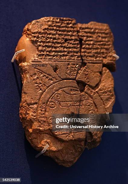 Clay tablet Babylonian map of the world. Dated 700 BC