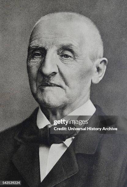 Photographic portrait of Anton Bruckner an Austrian composer known for his symphonies, masses, and motets. Dated 1890