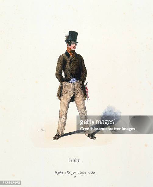 Viennes types. Ein Rekrut [A recruit]. About 1845. Coloured lithograph by Anton Zampis. Publisher Alois Leykum / Vienna. .