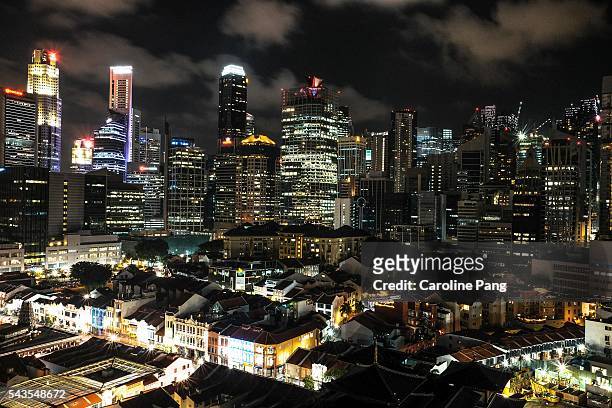 night cityscape and skyline, singapore - 1939 photos et images de collection