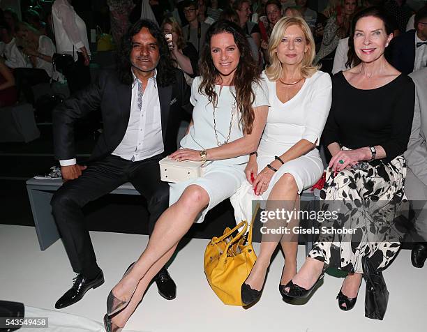 Jose Campos, Christine Neubauer, Sabine Postel and Jeanette Hain attend the Minx by Eva Lutz show during the Mercedes-Benz Fashion Week Berlin...