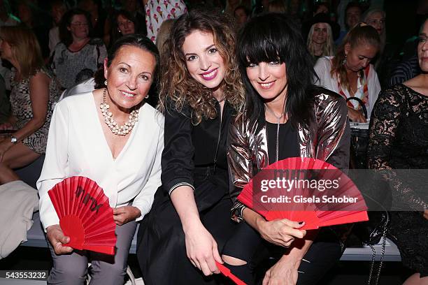 Singer Nena with her mother Ursula Griebner and her daughter Larissa Kerner at the Minx by Eva Lutz show during the Mercedes-Benz Fashion Week Berlin...