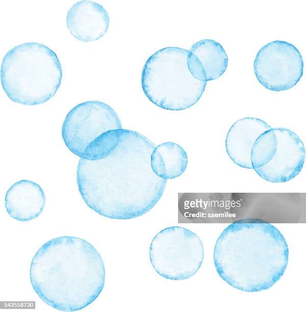 stockillustraties, clipart, cartoons en iconen met watercolor blue bubbles - foam material