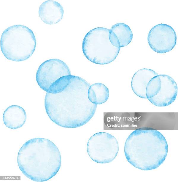 bildbanksillustrationer, clip art samt tecknat material och ikoner med watercolor blue bubbles - bubble