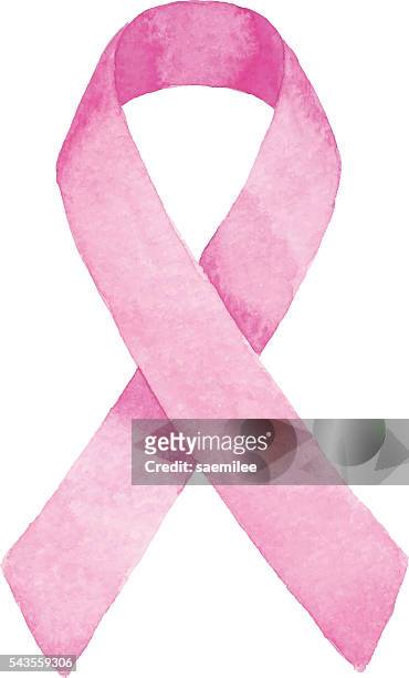 watercolor pink ribbon - cancer ribbon stock illustrations