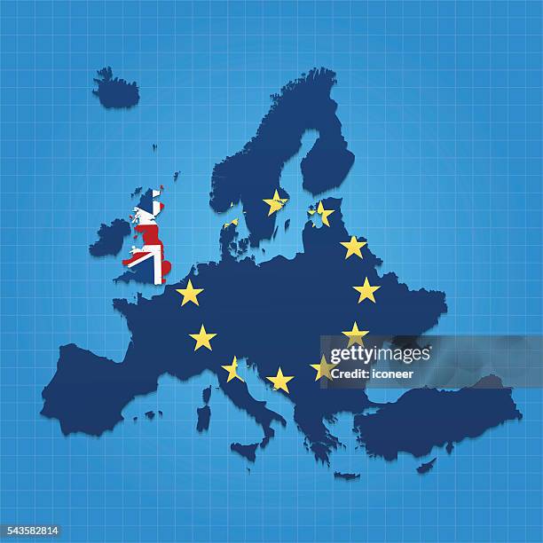 european union and united kingdom map on blue grid background - brexit 幅插畫檔、美工圖案、卡通及圖標