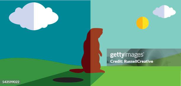 ilustraciones, imágenes clip art, dibujos animados e iconos de stock de groundhog día - marmota canadiense