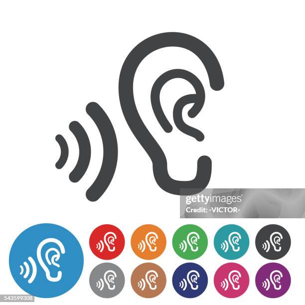 ohren icons-grafik-symbol-serie - listening stock-grafiken, -clipart, -cartoons und -symbole