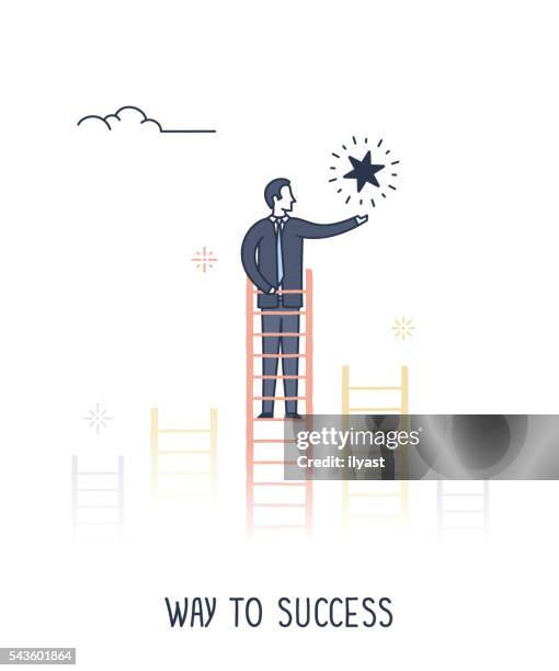 way to success - climbing ladder of success stock illustrations