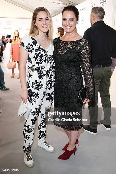 Luka Teresa-Gerda Kloser and Desiree Nosbusch attend the Minx by Eva Lutz show during the Mercedes-Benz Fashion Week Berlin Spring/Summer 2017 at...