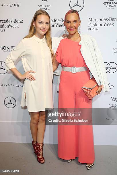 Natascha Ochsenknecht and her daughter Cheyenne Savannah Ochsenknecht attend the Minx by Eva Lutz show during the Mercedes-Benz Fashion Week Berlin...