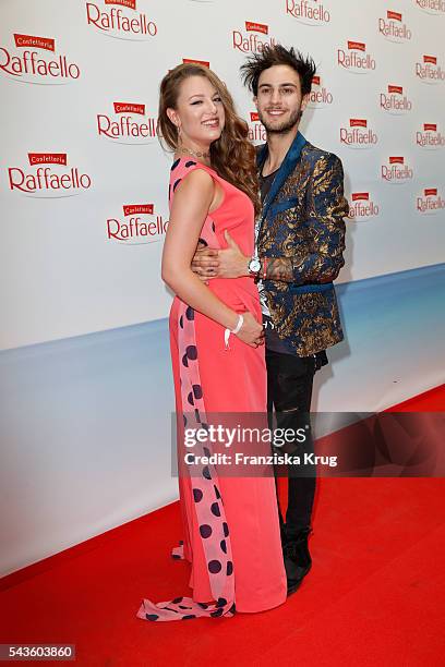 Joelina Drews and Marc Aurel attend the Raffaello Summer Day 2016 to celebrate the 26th anniversary of Raffaello on June 24, 2016 in Berlin, Germany.