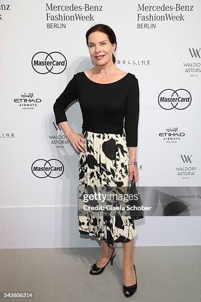 Gudrun Landgrebe attends the Minx by Eva Lutz show during the Mercedes-Benz Fashion Week Berlin Spring/Summer 2017 at Erika Hess Eisstadion on June...