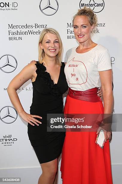 Iris Mareike Steen and Eva Mona Rodekirchen attend the Rebekka Ruetz show during the Mercedes-Benz Fashion Week Berlin Spring/Summer 2017 at Erika...