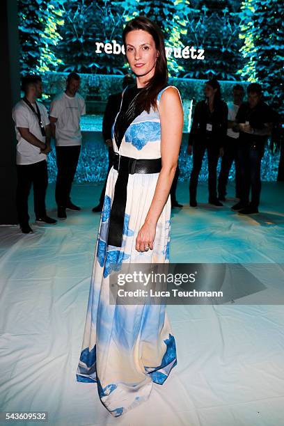 Katrin Wrobel attends the Rebekka Ruetz show during the Mercedes-Benz Fashion Week Berlin Spring/Summer 2017 at Erika Hess Eisstadion on June 29,...