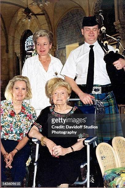Group portrait of, from left, American banker Elizabeth Trump Grau, judge Maryanne Trump Barry , and their mother, Mary Trump , along with an...