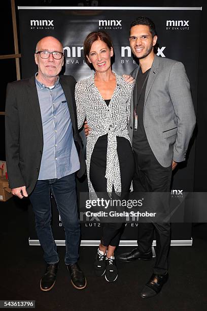 Hanns Lutz, Eva Lutz and Felix Arnold attend the Minx by Eva Lutz show during the Mercedes-Benz Fashion Week Berlin Spring/Summer 2017 at Erika Hess...