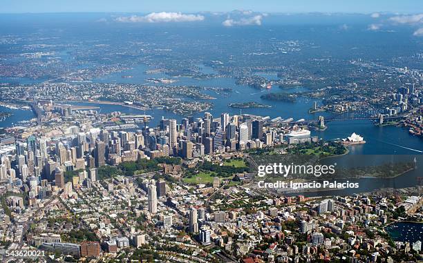 aerial photograph sydney cbd - sydney aerial stock pictures, royalty-free photos & images