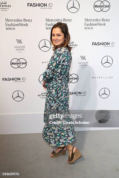 Sarah Alles attends the Rebekka Ruetz show during the Mercedes-Benz Fashion Week Berlin Spring/Summer 2017 at Erika Hess Eisstadion on June 29, 2016...