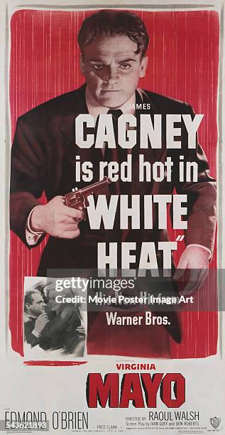 Poster for the US release of Raoul Walsh's 1949 film noir, 'White Heat', starring James Cagney and Virginia Mayo.