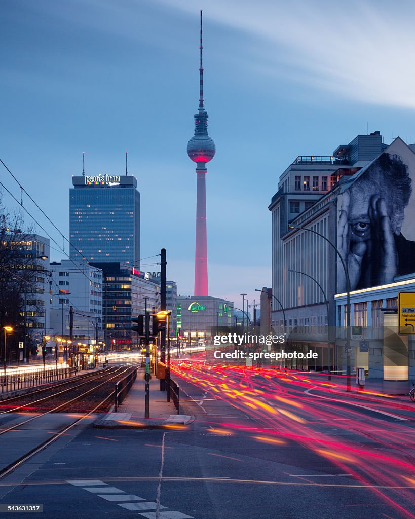 Berlin cityscape with road traffic