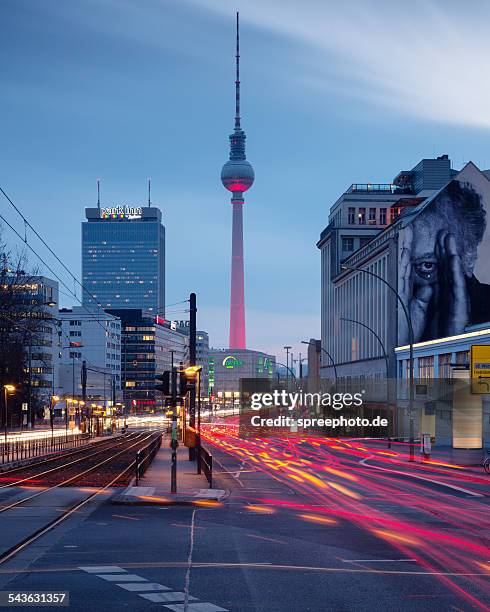 berlin cityscape with road traffic - alex stockfoto's en -beelden