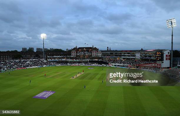 General view during the England innings in the 4th Royal London ODI between England and Sri Lanka at The Kia Oval on June 29, 2016 in London, England.