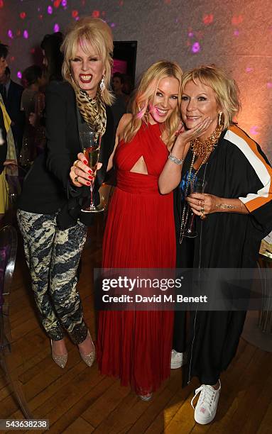 Joanna Lumley, Kylie Minogue and Jennifer Saunders attend the World Premiere after party of "Absolutely Fabulous: The Movie" at Liberty on June 29,...